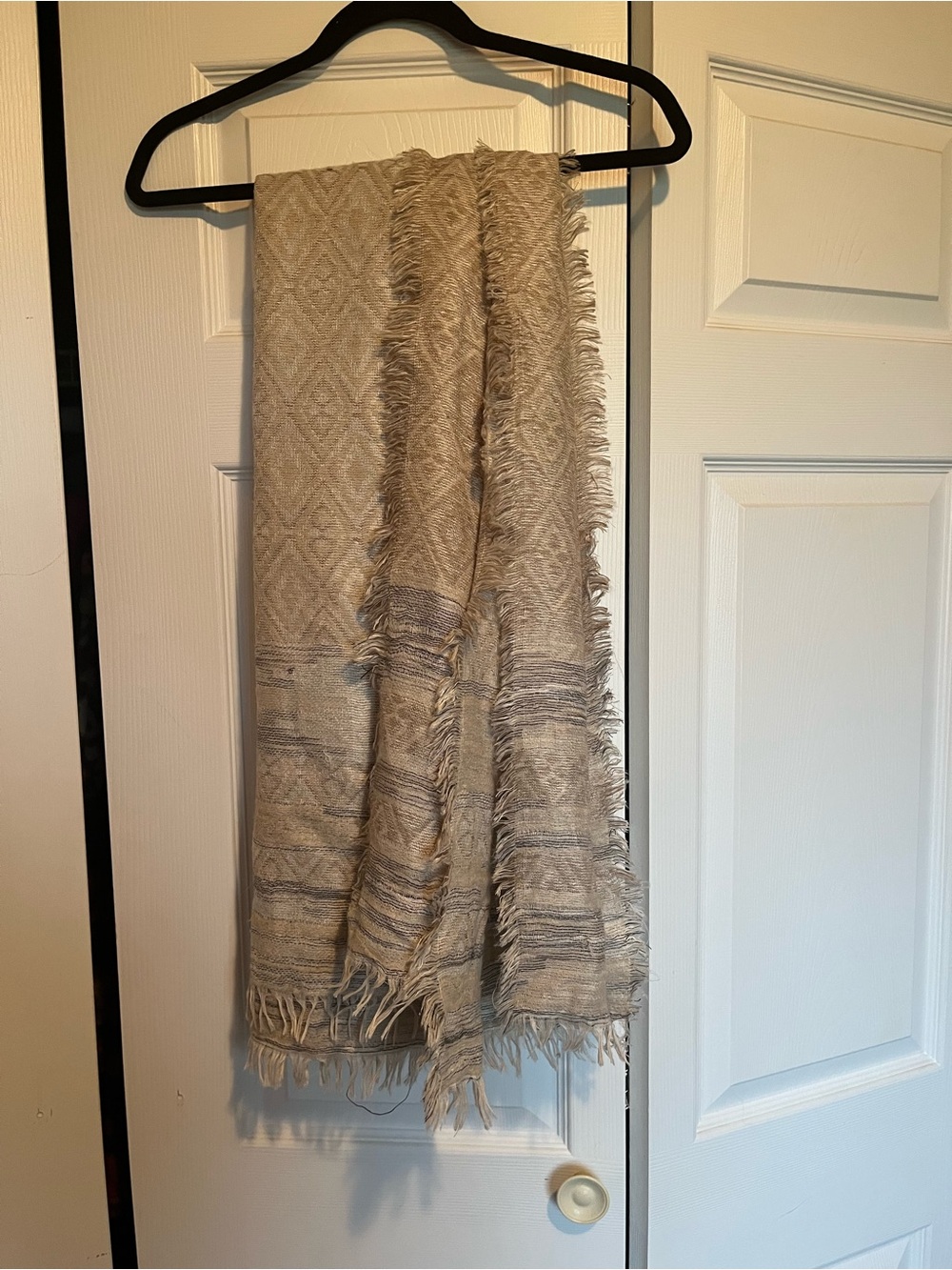 Express Beige/Taupe Fringed Woven Scarf
